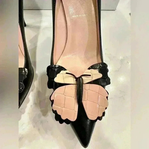 kate spade new york High (3-3.9 in) Heel Height Heels for  Kate Spade Laurie Black Leather Butterfly heels (Size 7.5)